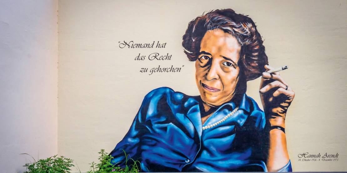 Graffiti von Hannah Arendt in Hannover-Linden